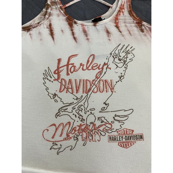NWT Harley Davidson Sz L Tank Tie Dye Scoopback Criss Cross Detail - Picture 1 of 13